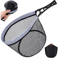 Folding Fly Fishing Net Keepnet Portable Landing Net Rubber with Handle Trout Net Fishing Mesh Fishing Tool for Outdoor Stream