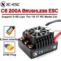 XC-ESC C6 200A Brushless ESC Support 3S~8S Lipo Battery For 1/7 1/6 RC Model Car Desert Truck Monster Truck Accessories