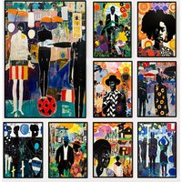 Kerry James Marshall Style Artwork Poster African American Woman Black Power Canvas Painting Wall Art for Living Room Home Decor