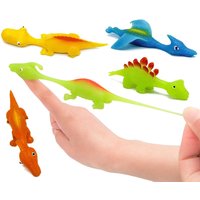 Novelty dinosaur finger slingshot sticky catapult toy 6/12/18PCS light rubber prank flying fun game stress relieving toy gifts