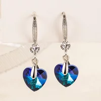 Andara 925 Sterling Silver Blue Heart Zircon Luxury Stud Earrings For Women Vintage Jewelry Accessories 2024 Trend Jewellery