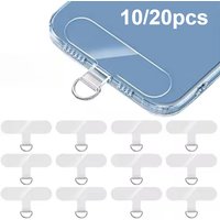 10/20Pcs Transparent Phone Lanyard Tabs, Universal Phone Strap Connector Patches, Phone Lanyard Pads with Metal Ring