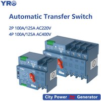 ATS 2P 4P 100A 125A 220V 400V Dual Power Automatic Transfer Switch For Generator or PV Energy To City power Changeover Switch