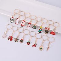 16Pcs/Set Multi-style Christmas Gifts Key Ring Alloy Ornament purse Bag Christmas keychain for Christmas Party Gift