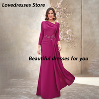 Mother of Bride Dresses for Weddings V-Neck 3/4 Sleeves Party Dress Women Mermaid Floor Length Wedding Guest Gowns Customized