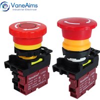 22mm LA36M Emergency Stop Switch Lockable Push Button 12v 24v 220v 10A 1NC 2NC Red Mushroom Head E-Stop Switches On Off VaneAims