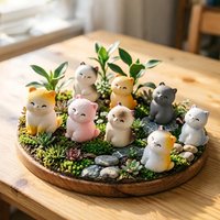 5 Random Colors: Smiling Cat Resin Mini Ornament DIY Miniature Scene, Home Decor, Holiday Gift, and Decorative Item