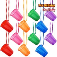 6/12/24pcs Beaded Necklace with Plastic Shot Cup for Birthday Wedding Bachelorette Party Birthday Decoration Supplies Christmas