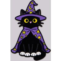 Magician Black Cat Enamel Pin Cute Witch Brooch Pines Lapel Pins Badge on Backpack Clothing Accessories Fashion Jewelry Gift