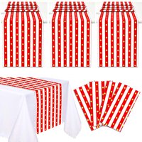 Carnival Circus Red Stripe Table Runner Carnival Party Decoration Disposable Table Cover Tablecloth Birthday Party Supplies