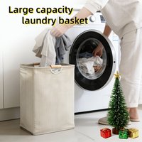 1pcs Cotton Linen Fabric Foldable Laundry Basket With Lining Freestanding For Bedroom Bathroom Closet Organization
