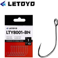 LETOYOforged shank Barbed oversize eye Fishhook for spoon lure High Carbon Steel black nickle spinner hook for Stream fishing