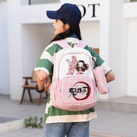 Demon Slayer Backpack Anime Kamado Nezuko Schoolbag with Pencil Bag Cute Large Capacity Outdoor Travel Lightweight Bags Gifts