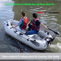 1.2mm Thickness Grey Inflatable Boat with Electric Motor for River Lakes Luya Fishing Platform Wear-resistant Leisure Canoeing