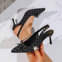 Summer Fashion Bow Designer Womens Sandals New Sexy Pointed Toe Polka Dot Shoes Elegant Party Buckle High Heels Zapatos De Mujer