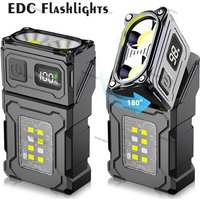 MINI USB Rechargeable LED Flashlight Portable Tail Magnet Work Light Super Bright Camping Lantern Side COB Emergency Torch Light
