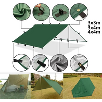 4x4m 4x3m 3x3m 19 Hang Points Tent Tarp Survival Sun Shelter Shade Canopy Outdoor Backpacking Waterproof Camping Awning SunShade