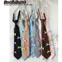 No-need-to-tie Small Bowtie Gingham Bow Decoration JK Uniform Shirt Temperament Basic Color College Style Cute Sweet INS Tie