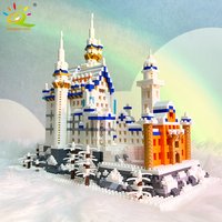 HUIQIBAO 3000 pièces château en pierre de cygne modèle d'architecture Micro blocs de construction ville vue sur la rue Mini briques de diamant jouets pour enfants