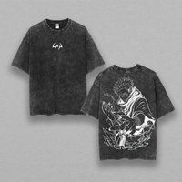 Anime Jujutsu Kaisen Ryomen Sukuna Cool Graphic Tee Men Vintage Washed Tshirts Casual Cotton T-shirt Harajuku Male Manga T Shirt