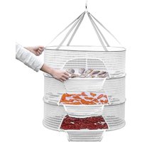 1/2/3 Tier Portable Mesh Clothes Hanging Dryer Folded Herb Rack for Buds Fruits Hydroponics Flowers Vegetables Fish Clothes Doll
