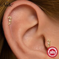 AIDE 925 Sterling Silver Waves With Spiral Stud Minimalist Style for Women INS Internal Thread Stud Earrings Dainty Cute Gifts