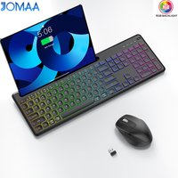 Ergonomic 2.4G Wireless Keyboard Mouse Combo with Phone Holder 1600DPI Backlit Rechargeable Keyboard Mouse Set for Win7/8/10/11