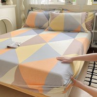 100% Cotton Fitted Sheet with Elastic Bands Non Slip Adjustable Mattress Cover Plant Flowers Printed for Double King Queen Bed