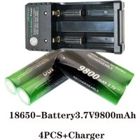 Rechargeable Battery 3.7V 18650 9800mAh Capacity Li-ion Rechargeable Battery For Flashlight Torch Battery+Charger