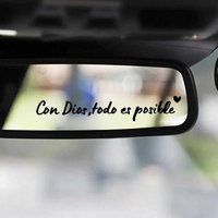 Car Mirror Stickers in Spanish, Con Dios Todo Es Posible (Anything Is Possible) Car Mirror Decals for Car Mirrors