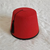 【SSummer10】Round Felt Fez Cap Breathable Red Color Fez Hat Moroccan Hat Cosplay Turkish Tassels Cap Festival Supplies【SS】