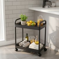 2-Tier Rolling Storage Cart Plastic Mobile Organizer with Wheels for Kitchen Bathroom Bedroom Snack & Household Utility Cart