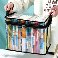 Foldable Book Box Storage Box, Dormitory Book Organizer Transparent Waterproof Storage Box, Fully Enclosed Zipper Design
