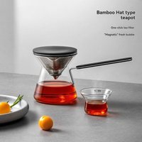 300ML One-button Magnetic Filtration Tea Pot Long Handle Anti-scald High-end Glass Teapot Tea Brewer Tea Water Separation Cups