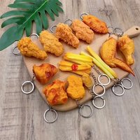 Simulated Food Keychain Fried Chicken Leg Wings French Fries Model Keychains Food Pendant Key Ring Jewelry Decoration Gift
