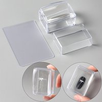 Transparent Rectangle Nail Art Stamper With Scraper Silicone Head Transfer Tool Fast Clear Jelly French Stamping Manicure