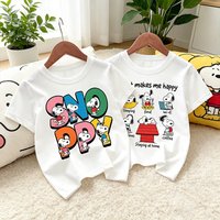 Snoopys Girl Boy T-shirt Children Cotton Short Sleeves Cute Cartoon Tees Fashion Round Neck T Shirt Kid Tops Summer Clothes Gift