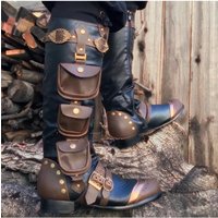 Steampunk Medieval Vintage Tall Boots Men's Roman Knight Boots Horseback Riding Cosplay Halloween Festival Party Pirate Shoes