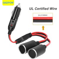 Gadpow 1 to 2 Car Cigarette Lighter Splitter Adapter Power Charger Port 12V 24V Plug Socket 2-Way Splitter with 15A Fuse