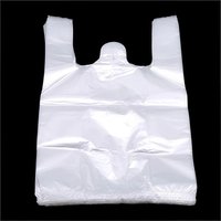 50/100/200pcs plastic bag with handle, transparent reusable supermarket shopping bag, suitable for small business, restaurant