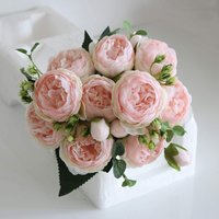Artificial Flowers Fake Roses Silk Peony Valentine's Day Festival Decora Cheap Vase Home Room Wedding Bridal Bouquets Diy Gifts