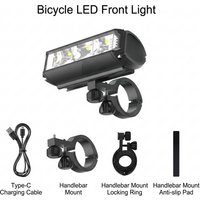 3 LED MTB Bike Light USB Rechargeable Bicycle Headlight Waterproof Cycling Flashlight with Mount for Road Bike Electric Scooter