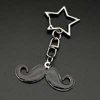 Y2K Mustache Keyring For Egirls Femboy Bag Charm Stainless Steel Star Lock Emo Scene Accessories Harajuku Keychain Jewelry Gifts