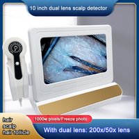 Détecteur de cuir chevelu LCD 10 pouces, analyseur numérique de la peau des cheveux, Microscope pour test des follicules pileux et loupe d'analyse de la peau 50/200X