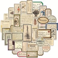 70PCS/Pack Creative Design Specimen Scrapbook Journal Sticker Vintage Stationery Sticker DIY Decor Laptop Luggage Sticker