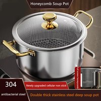 Stainless Steel Soup Pot Honeycomb Non-stick Pot with lid Household Hot Pot Induction Cooker Gas Stove Universal Frying Pan