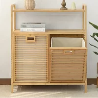 Simple and Modern Multi-Functional Bamboo Art Storage Cabinet Bedroom Bathroom Laundry Organizer Dirty Clothes Storage Basket