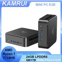 KAMRUI Mini Gaming PC AMD Ryzen7 7735HS 24GB LPDDR5 512GB/1TB M.2 SSD Micro Desktop Computers Max 4.75GHz WiFi 6 BT5.2 4K PC