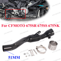 Slip On For CFMOTO 675SRR 675SR 675NK 675SS 2024 2025 Motorcycle Exhaust Escape 51MM Middle Link Pipe 675SRR Exhaust
