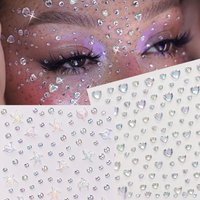 1Pcs 5D Heart Round Rhinestones Face Gem Tattoo Sticker Aurora Crystal Love Starfish Mermaid Diamond for Makeup Body Eyes Decals